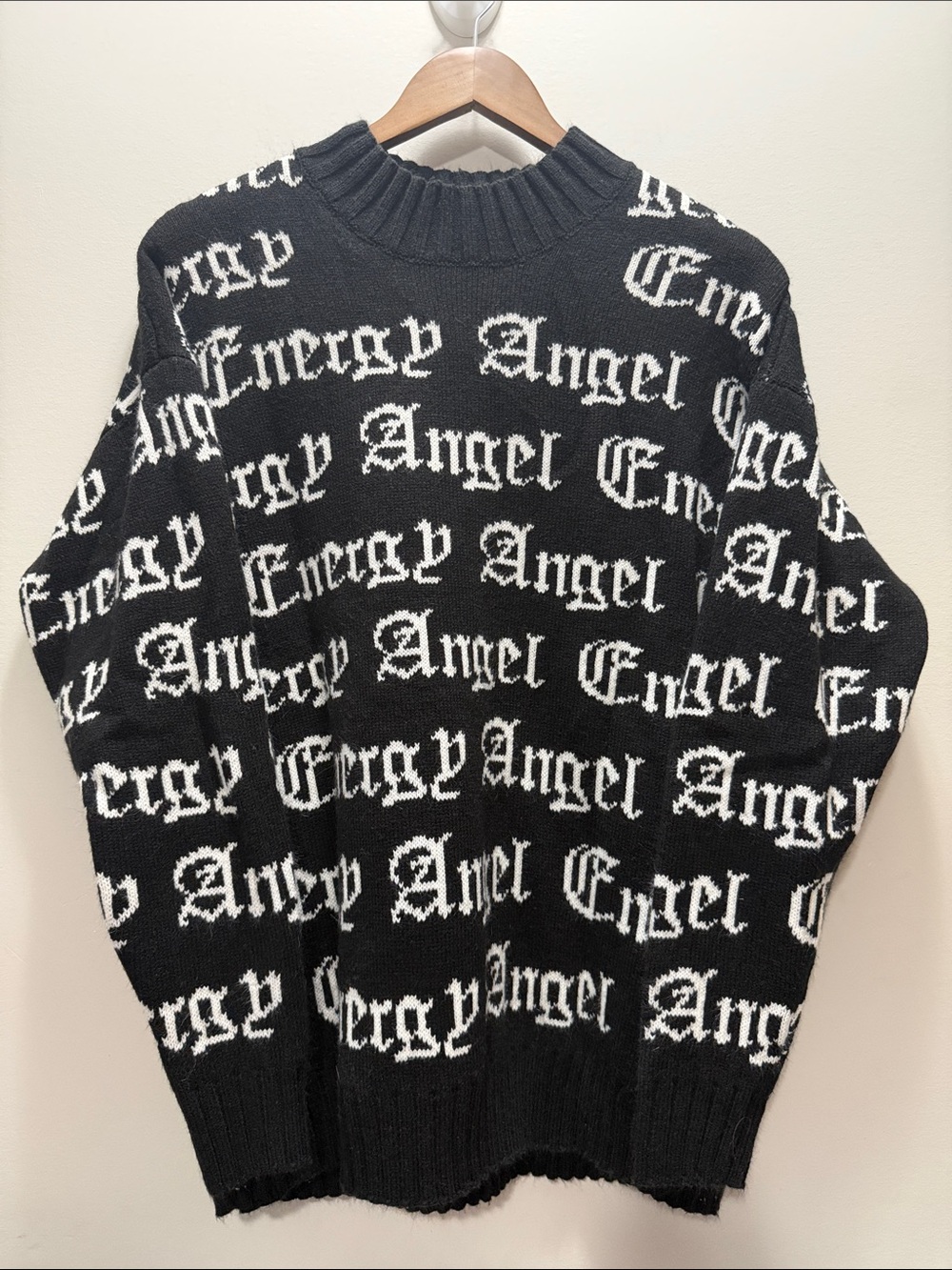 Streetwear Society Black & White Angel Energy Crewneck Knitted Sweater SIZE ML